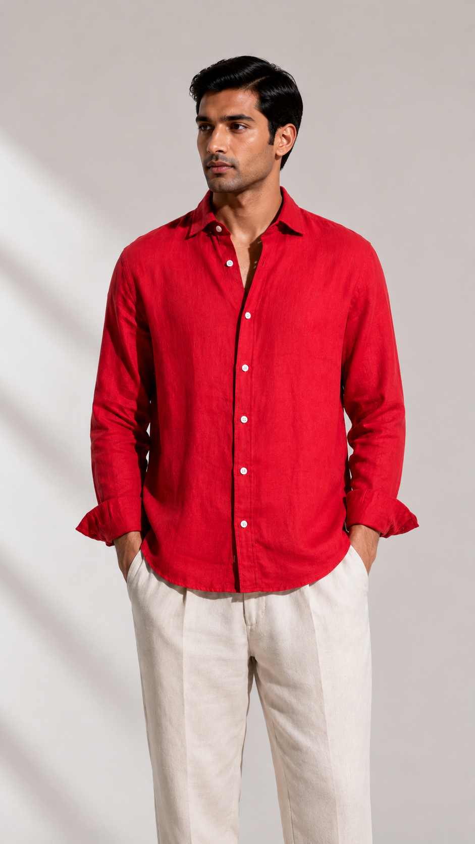100% Pure Linen Red Shirt