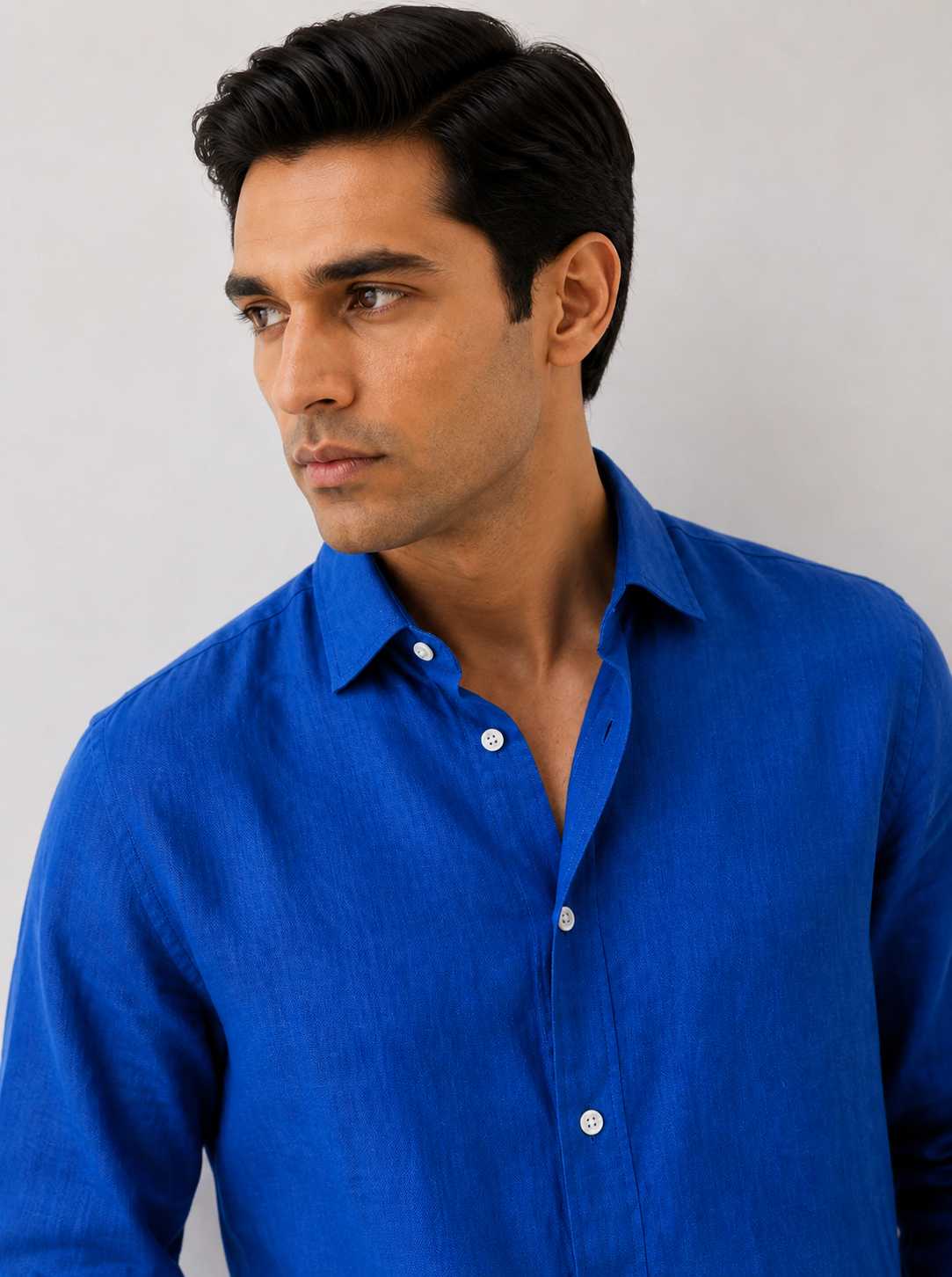 100% Pure Linen Blue Shirt