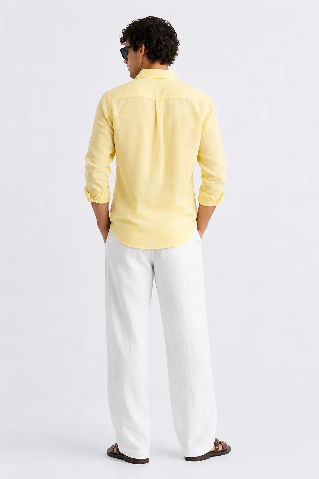 100% Pure Linen Yellow Shirt
