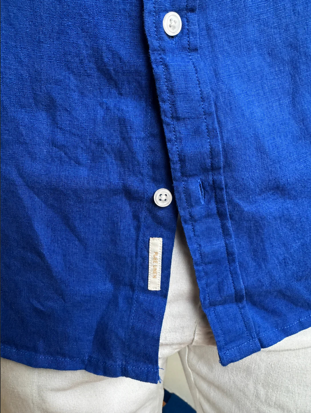 100% Pure Linen Blue Shirt