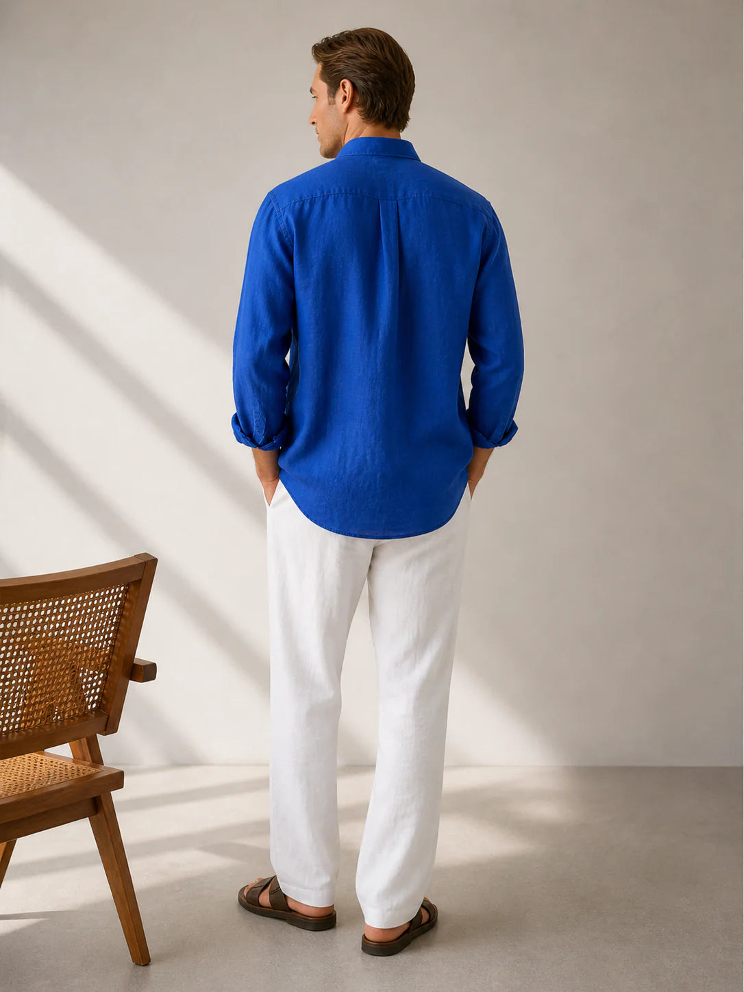 100% Pure Linen Blue Shirt