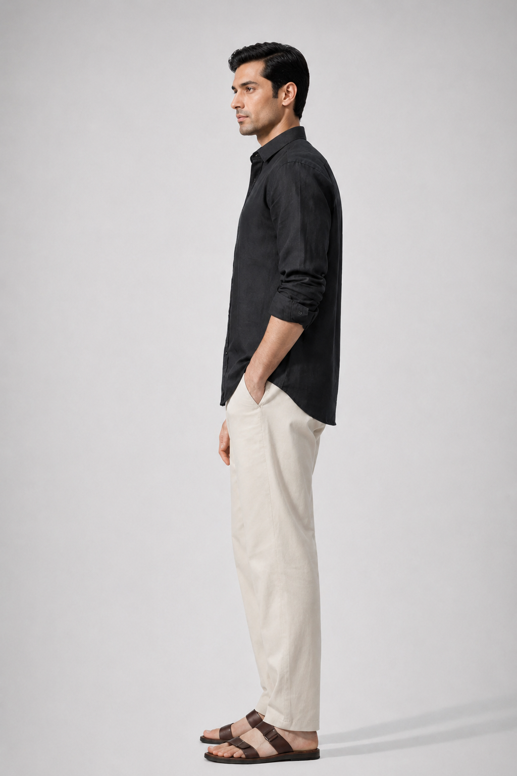 100% Pure Linen Black Shirt