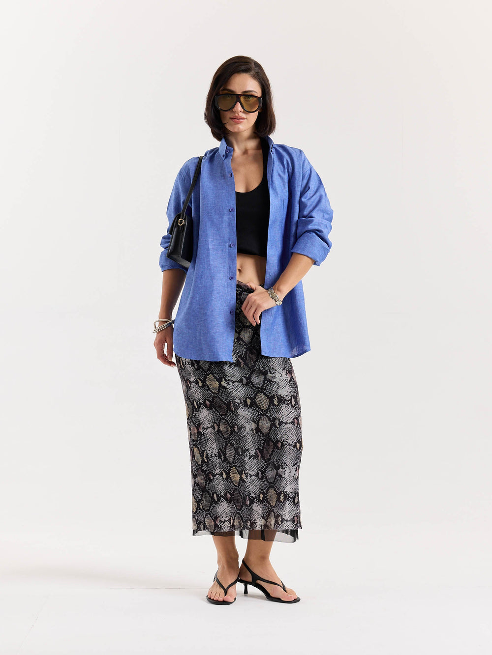 Cobalt Blue Chambray Linen Shirt