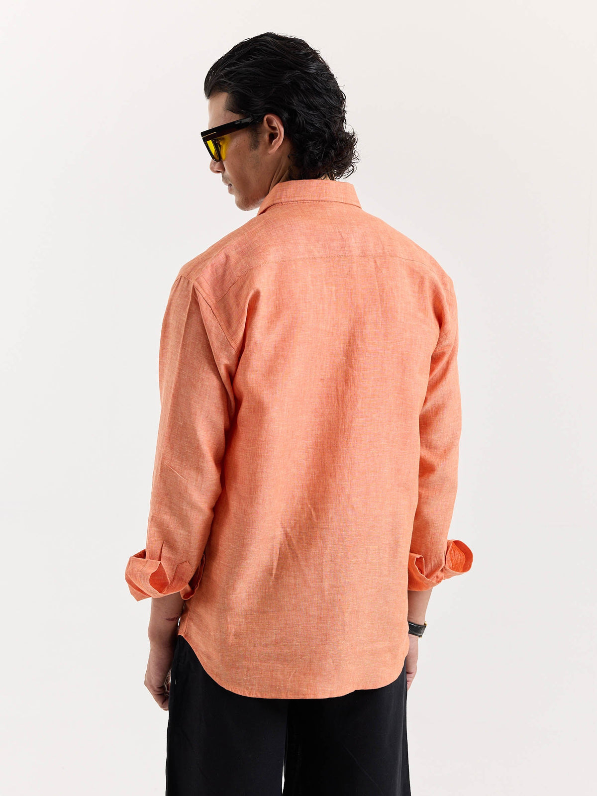 Coral Chambray Linen Shirt