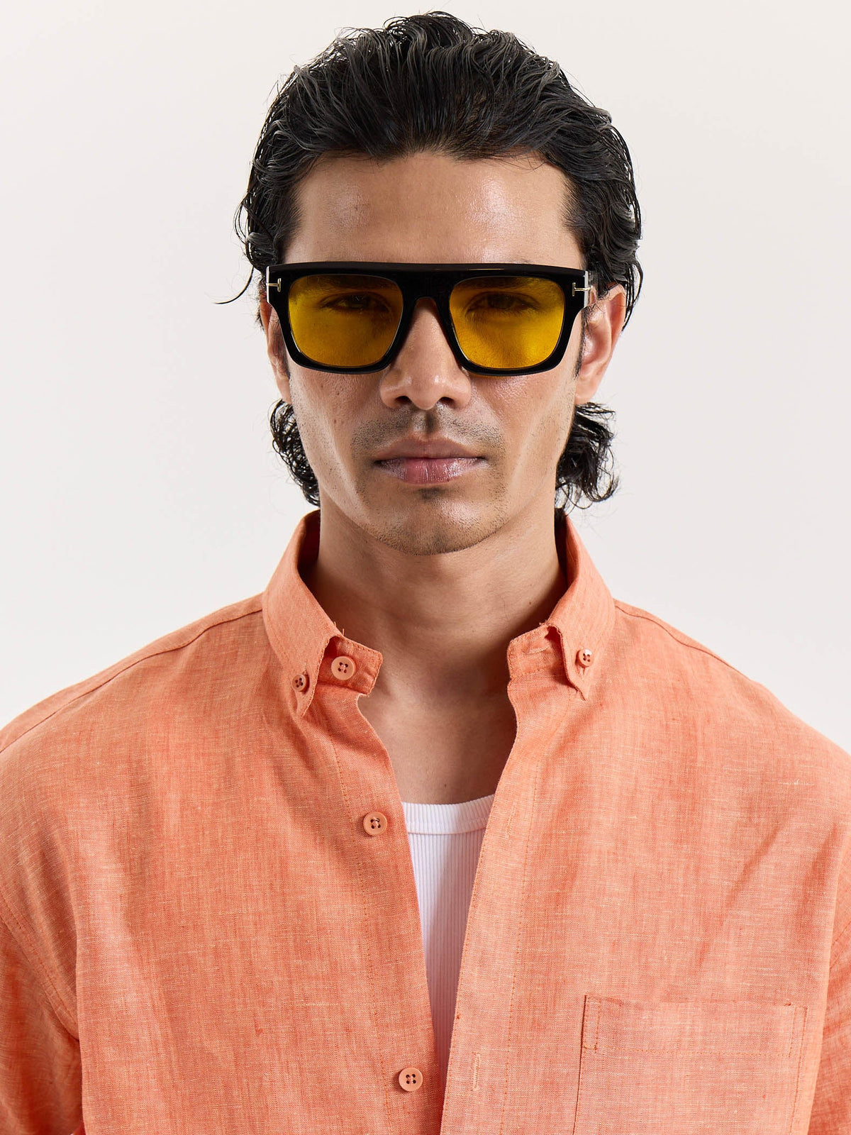 Coral Chambray Linen Shirt