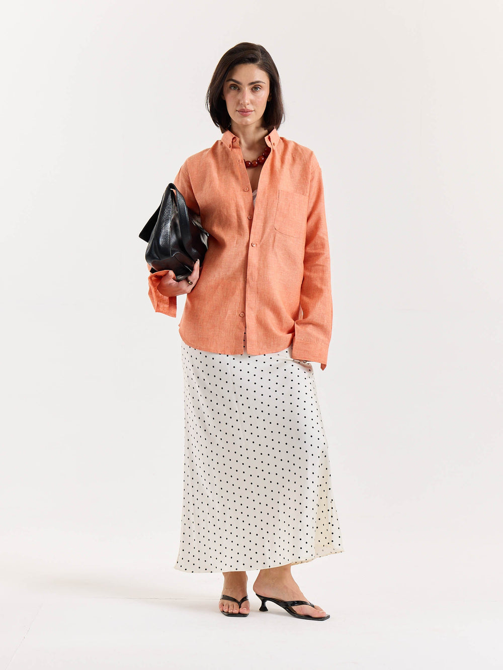 Coral Chambray Linen Shirt