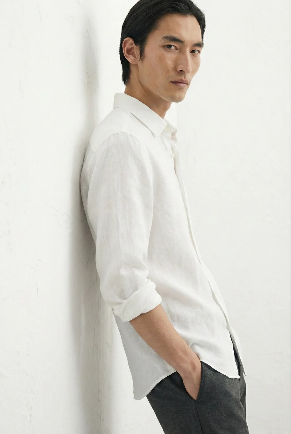 Relaxed fit Linen white shirt