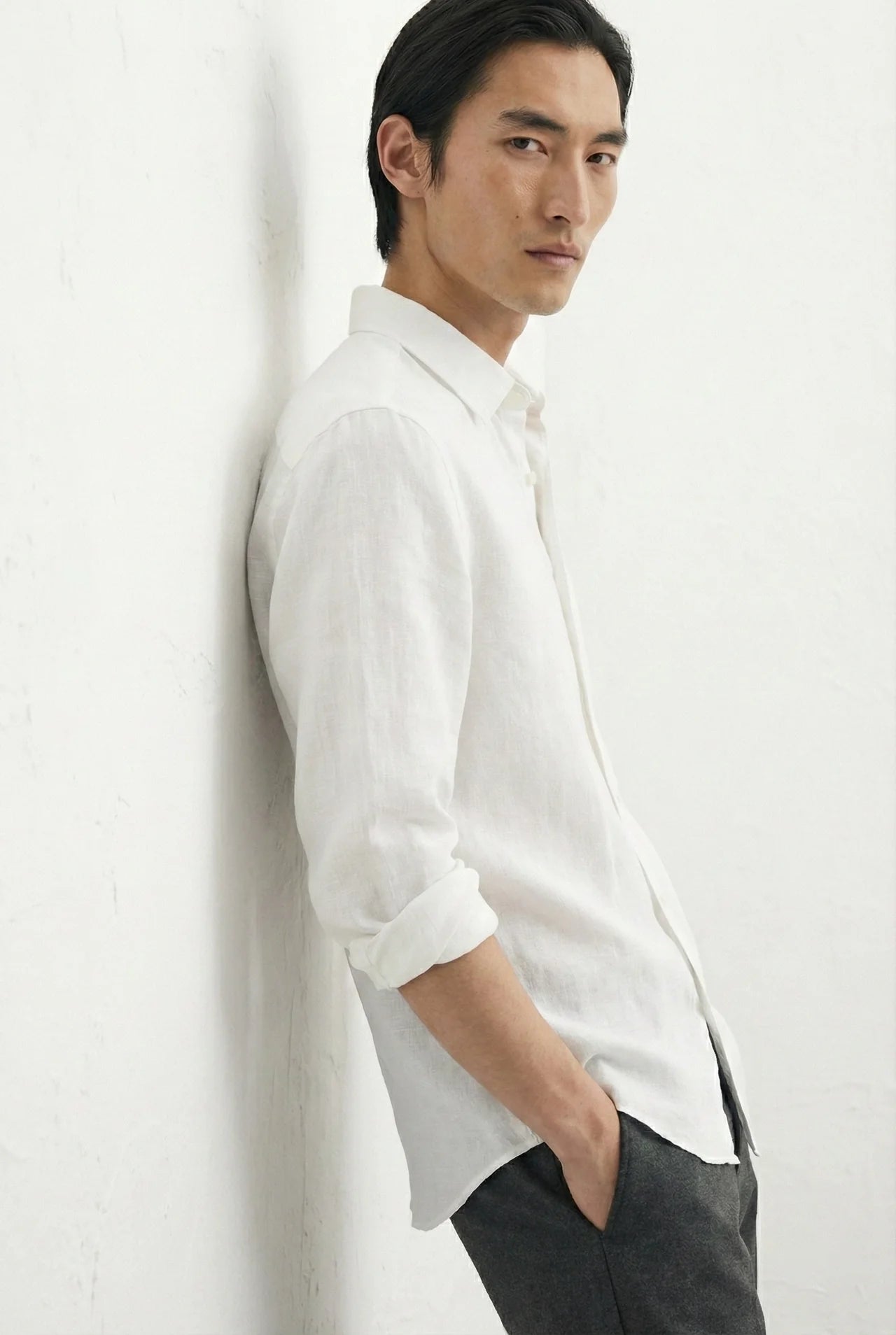 Relaxed fit Linen white shirt