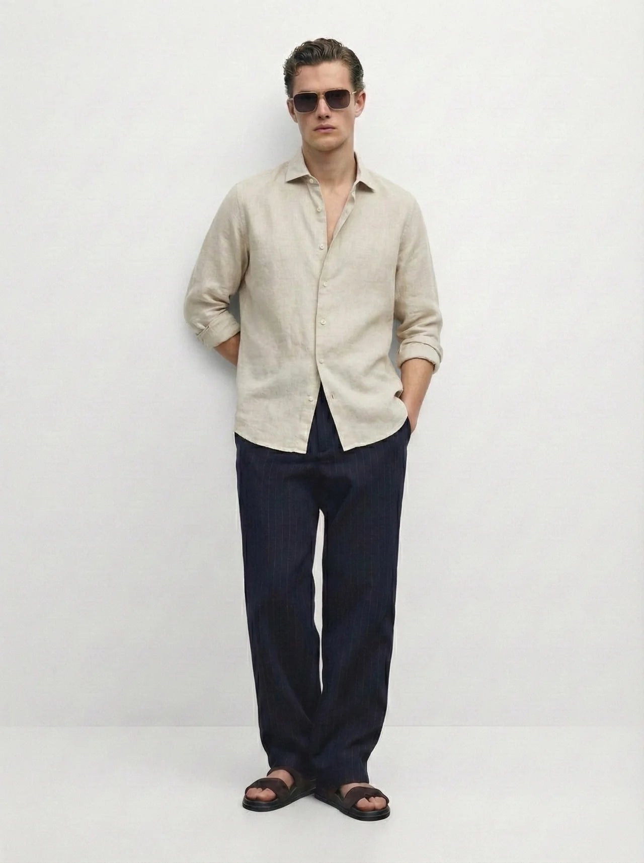 Relaxed fit Linen Light beige