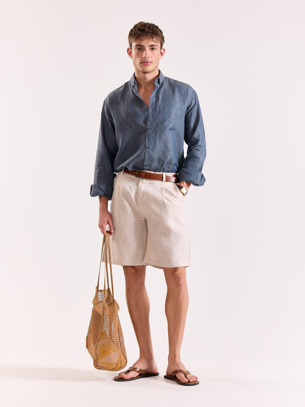 Denim Blue Chambray Irish Linen Shirt