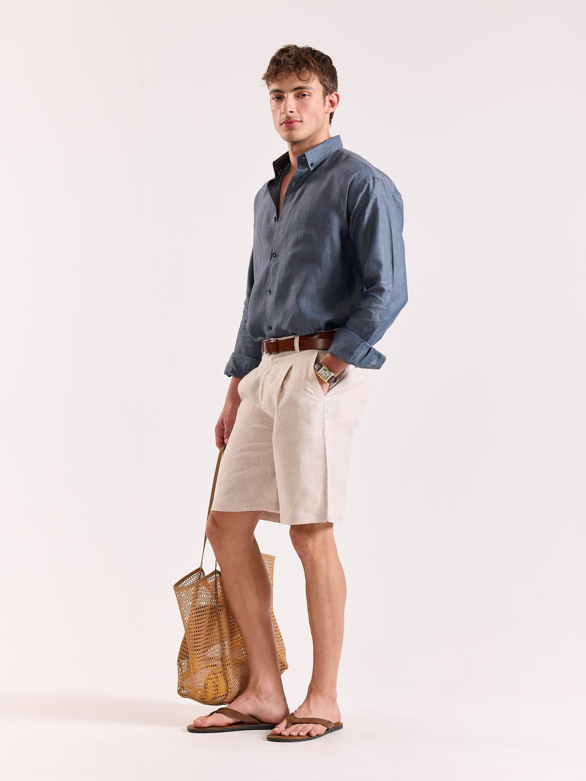 Denim Blue Chambray Irish Linen Shirt