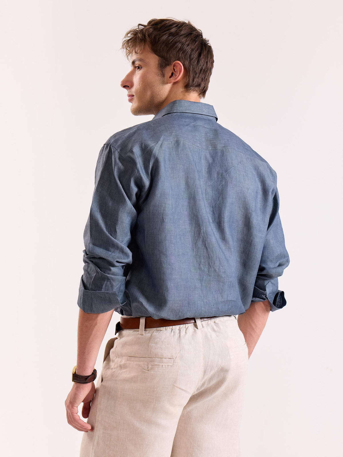 Denim Blue Chambray Irish Linen Shirt
