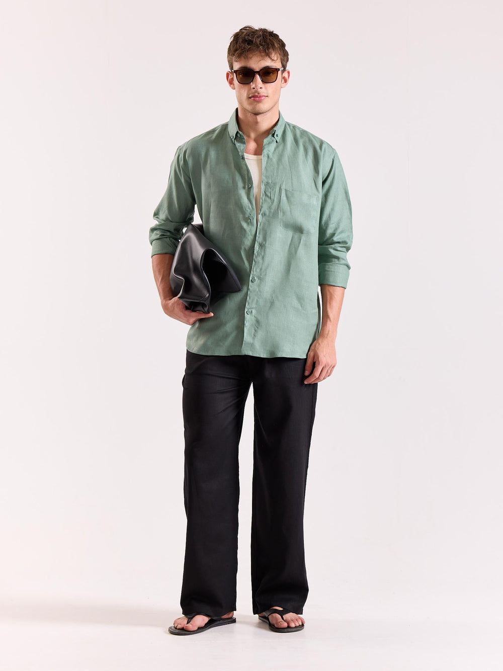 Aqua Green 60s Lea Linen Shirt