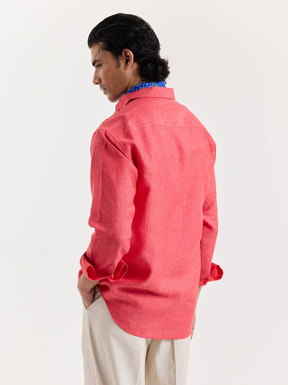 Red Chambray Linen Shirt