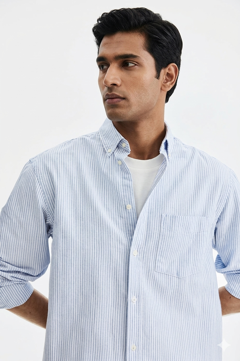 Regular Fit Oxford shirt Light blue/Striped