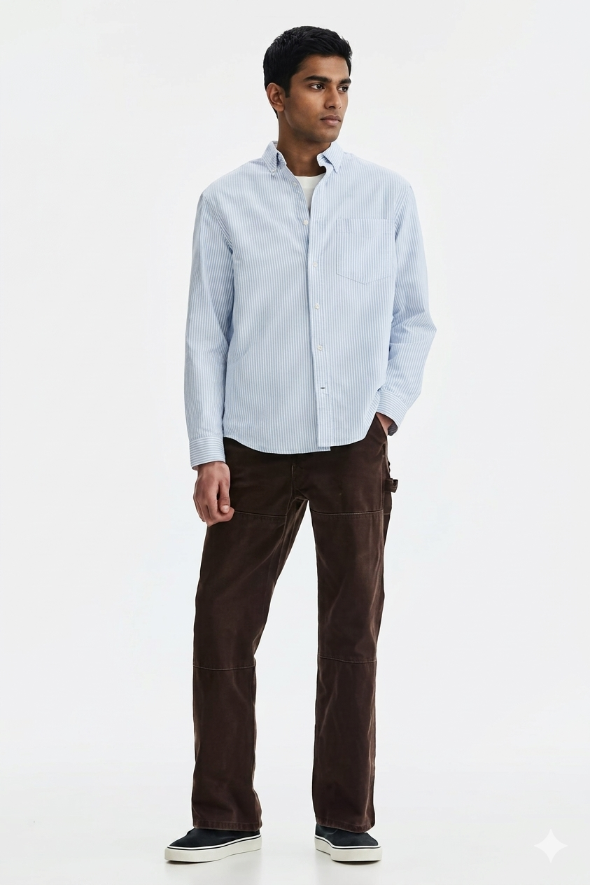 Regular Fit Oxford shirt Light blue/Striped