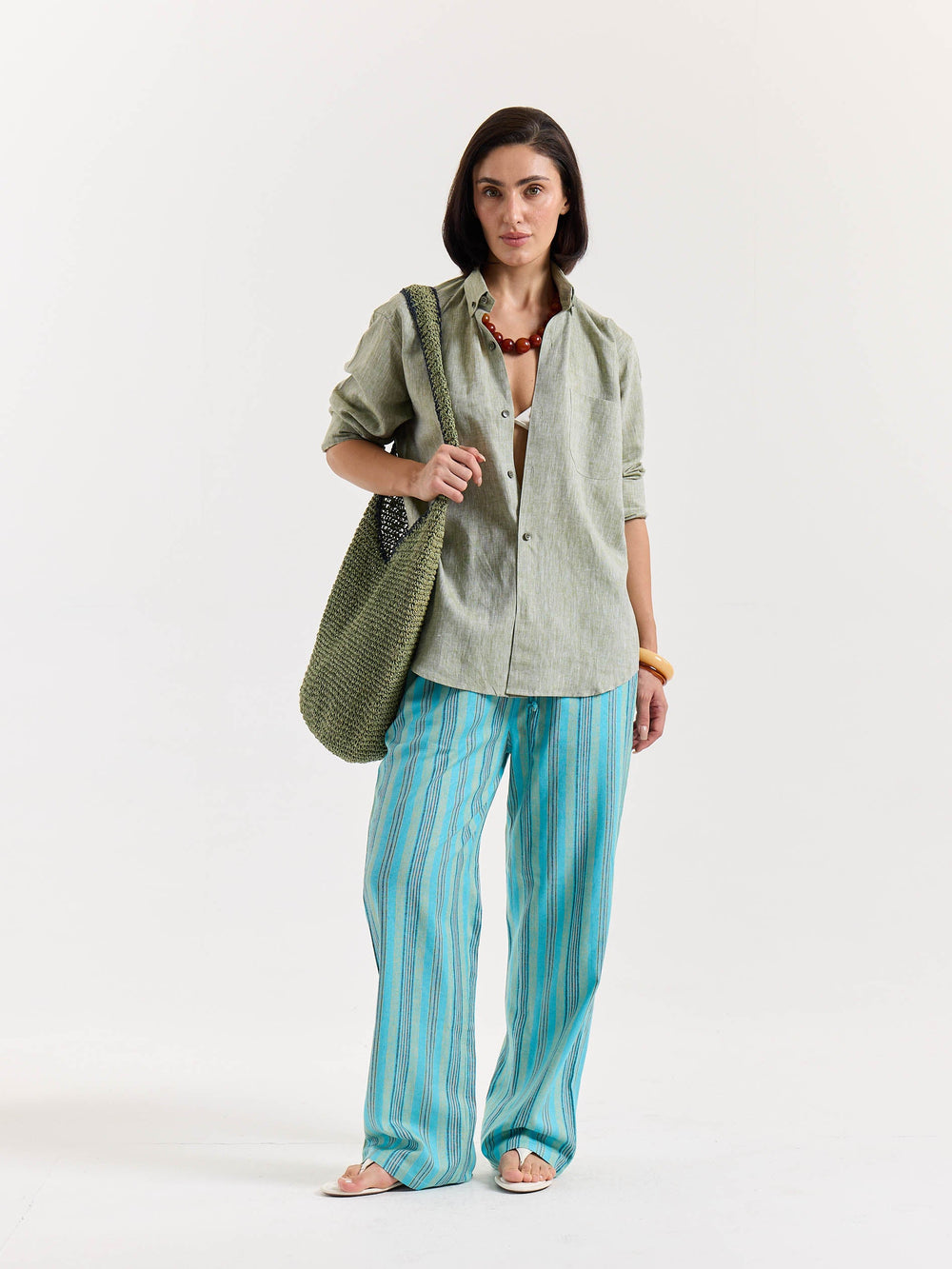 Green Chambray Linen Shirt