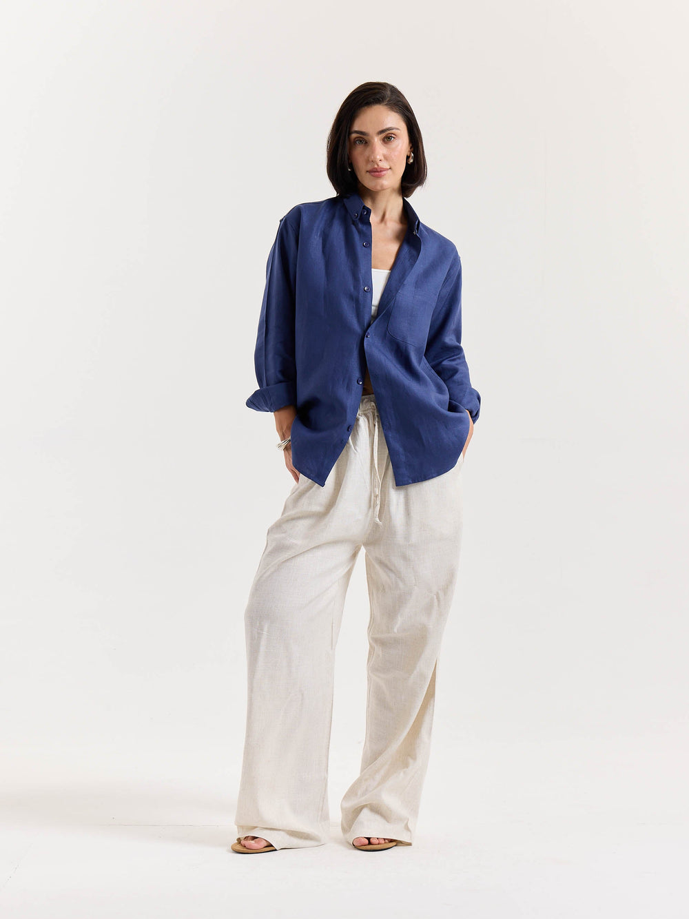 Indigo Blue Irish Linen Shirt