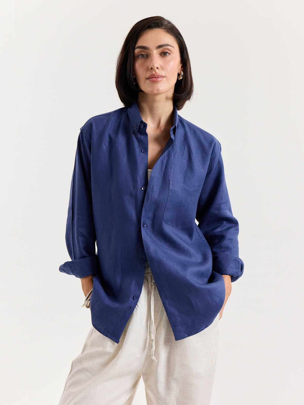 Indigo Blue Irish Linen Shirt