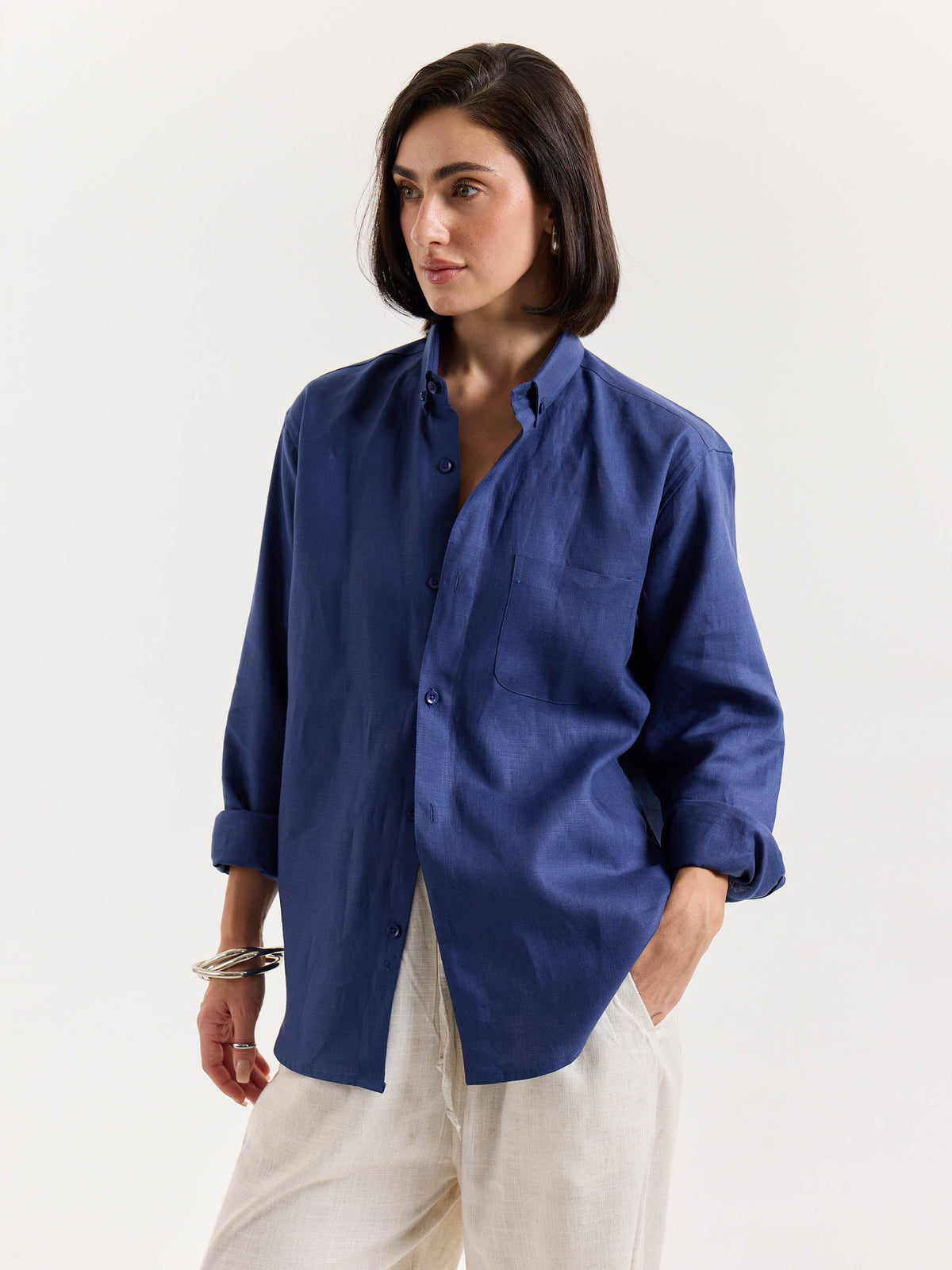 Indigo Blue Irish Linen Shirt