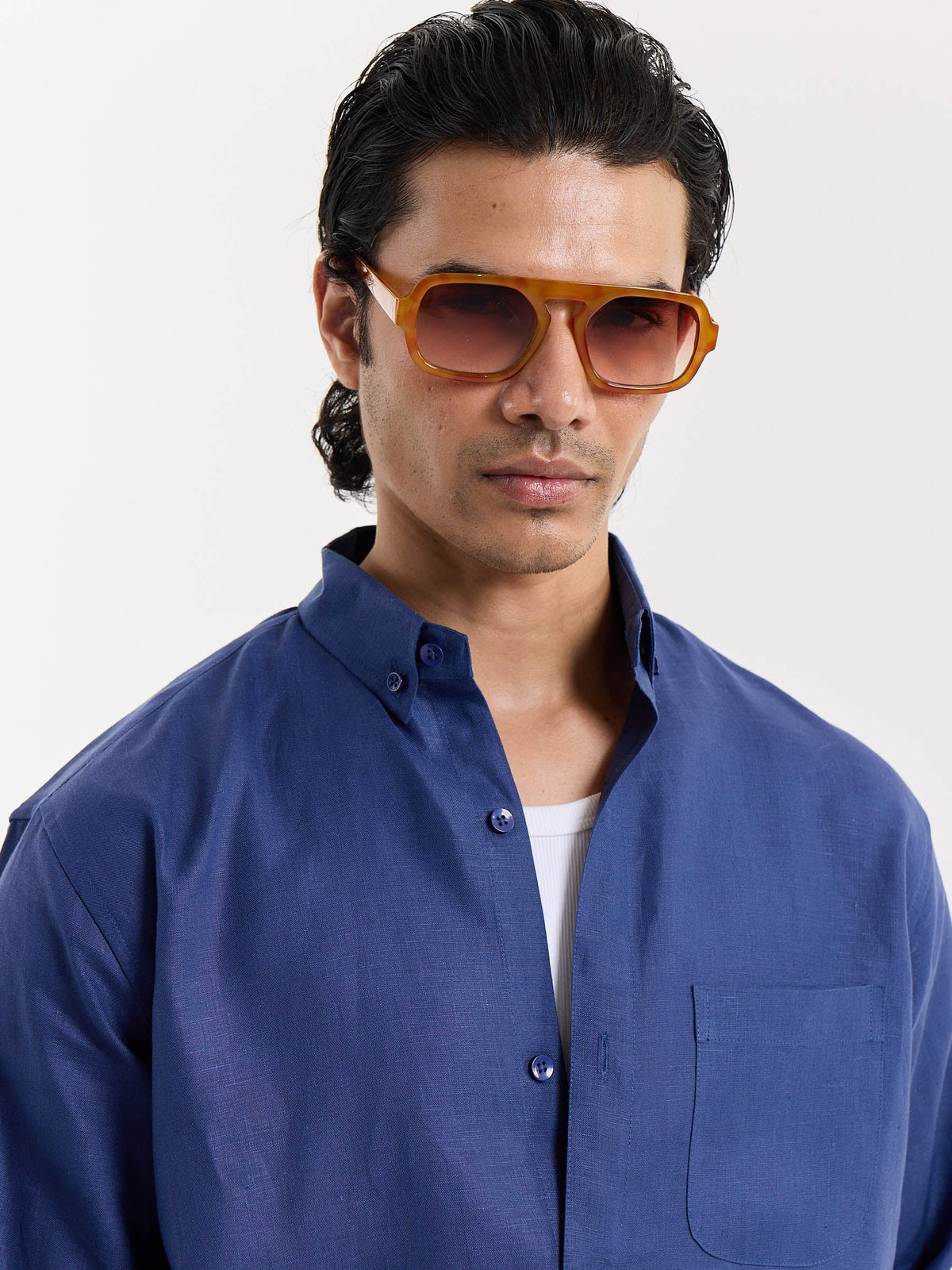 Indigo Blue Irish Linen Shirt