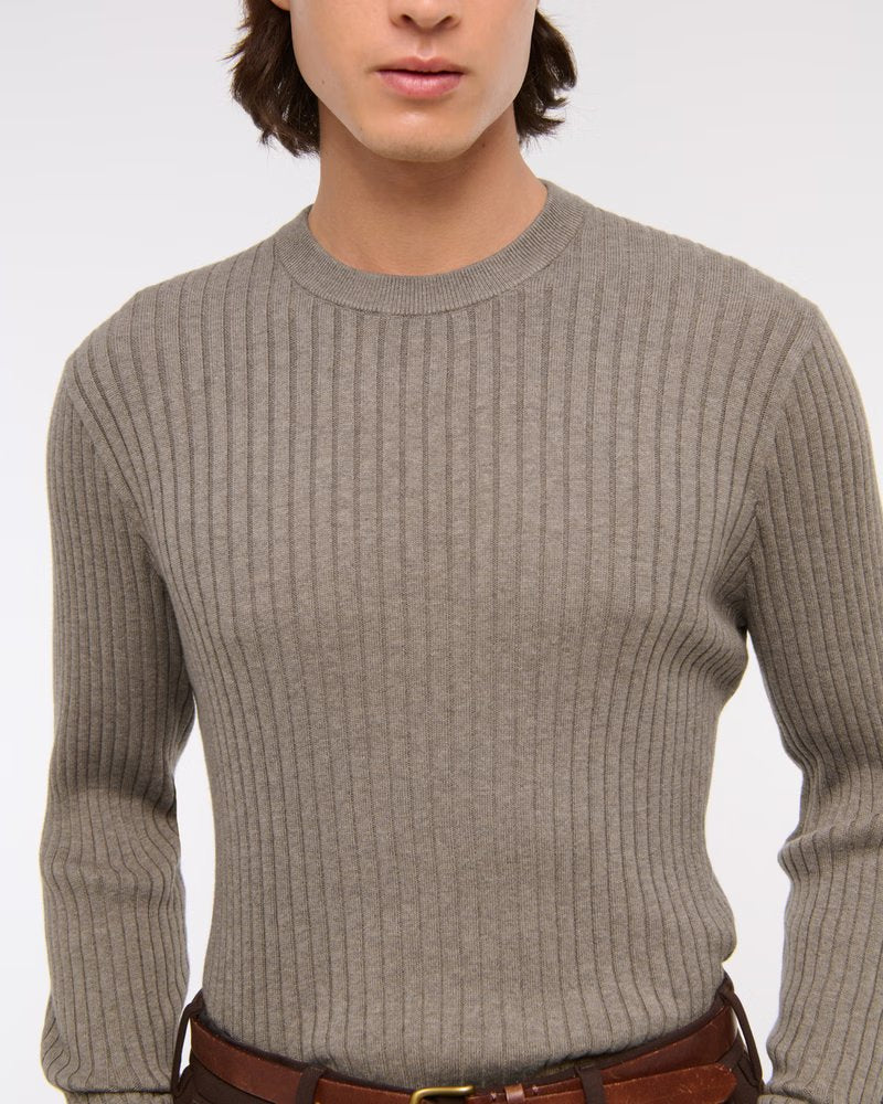 Pima Cotton Rib Stitch Crew Sweater
