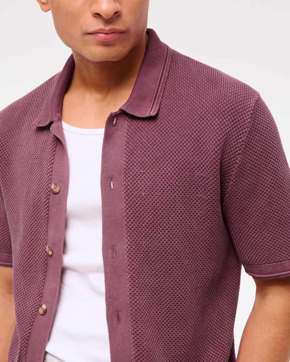 Garment-Dye Button-Through Sweater Polo