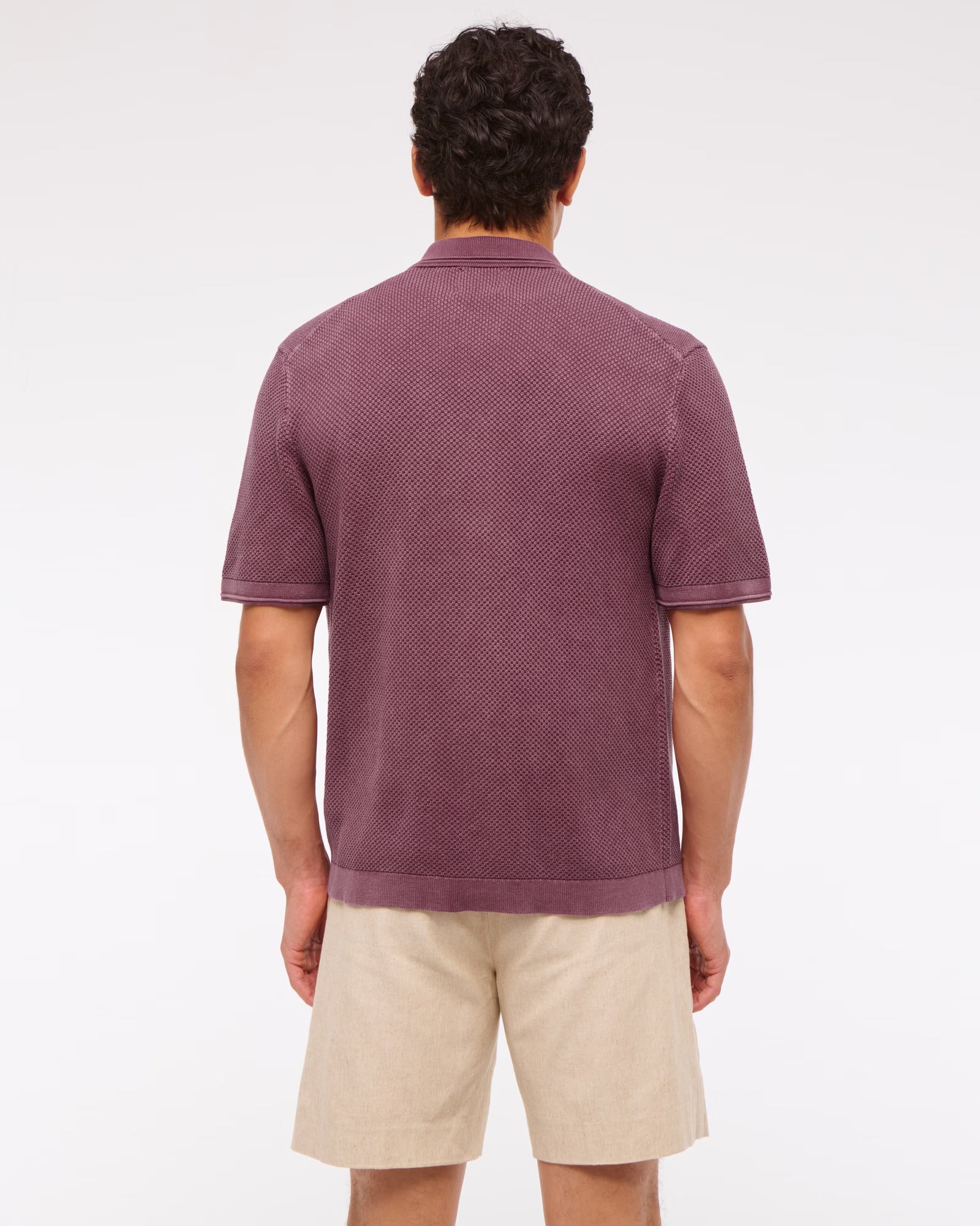 Garment-Dye Button-Through Sweater Polo