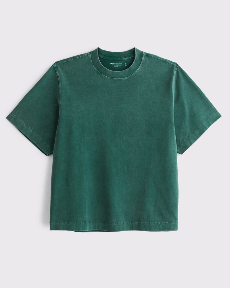 Premium Heavyweight Cropped Tee emerald wash