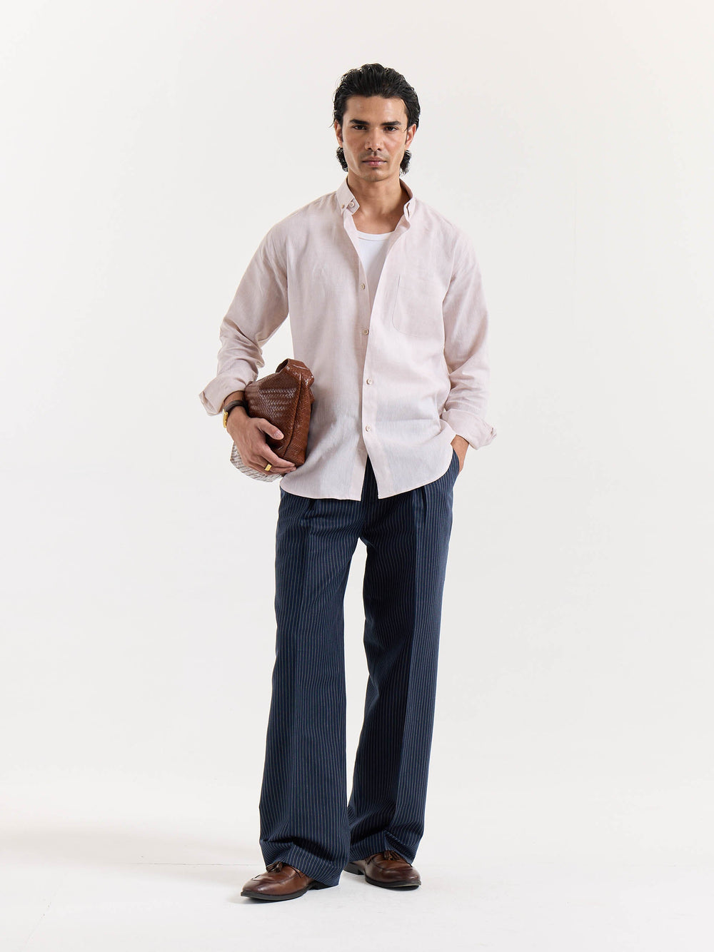 Light Pink Chambray Linen Shirt