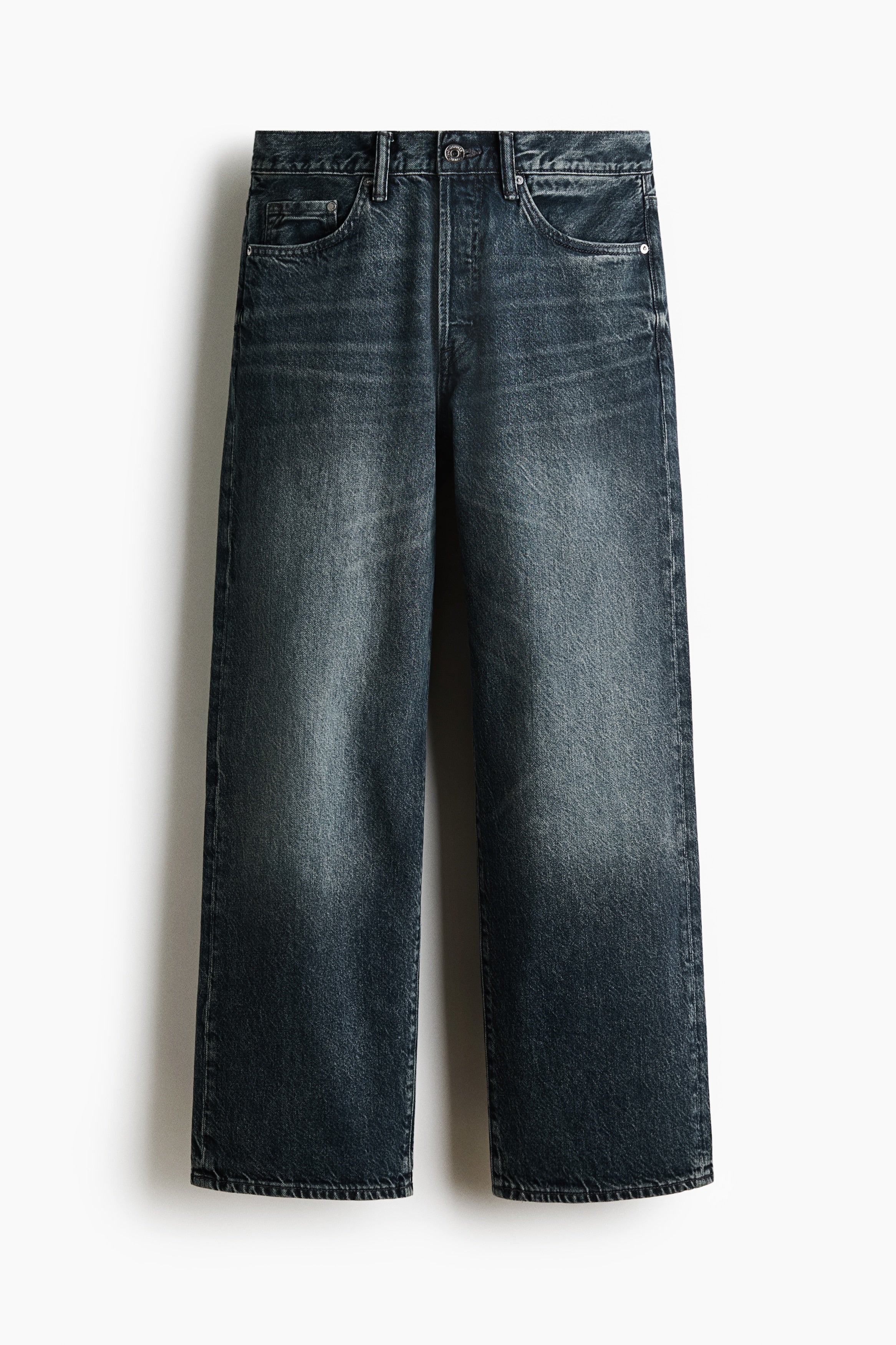 Loose Jeans — Washed Dark Denim Blue
