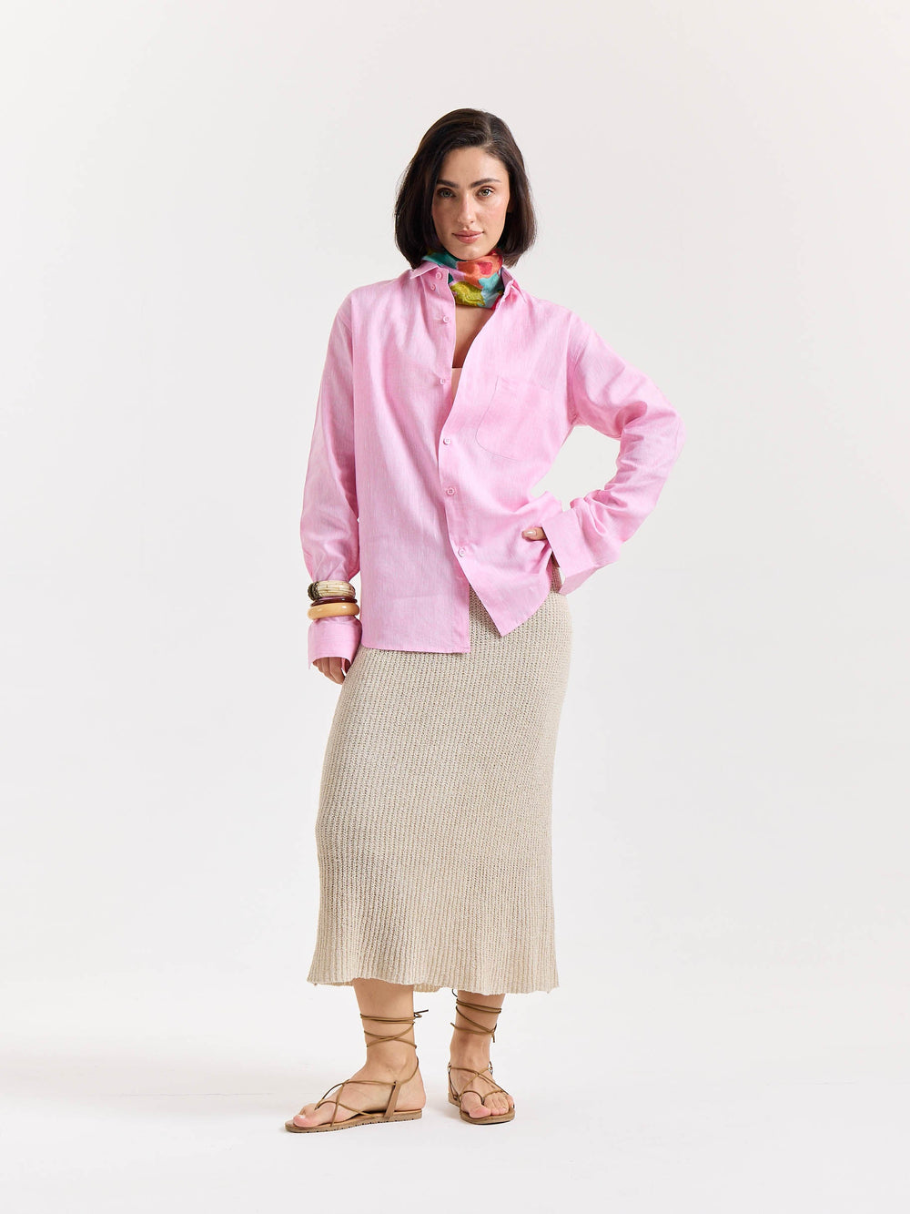 Pink Chambray Linen Shirt