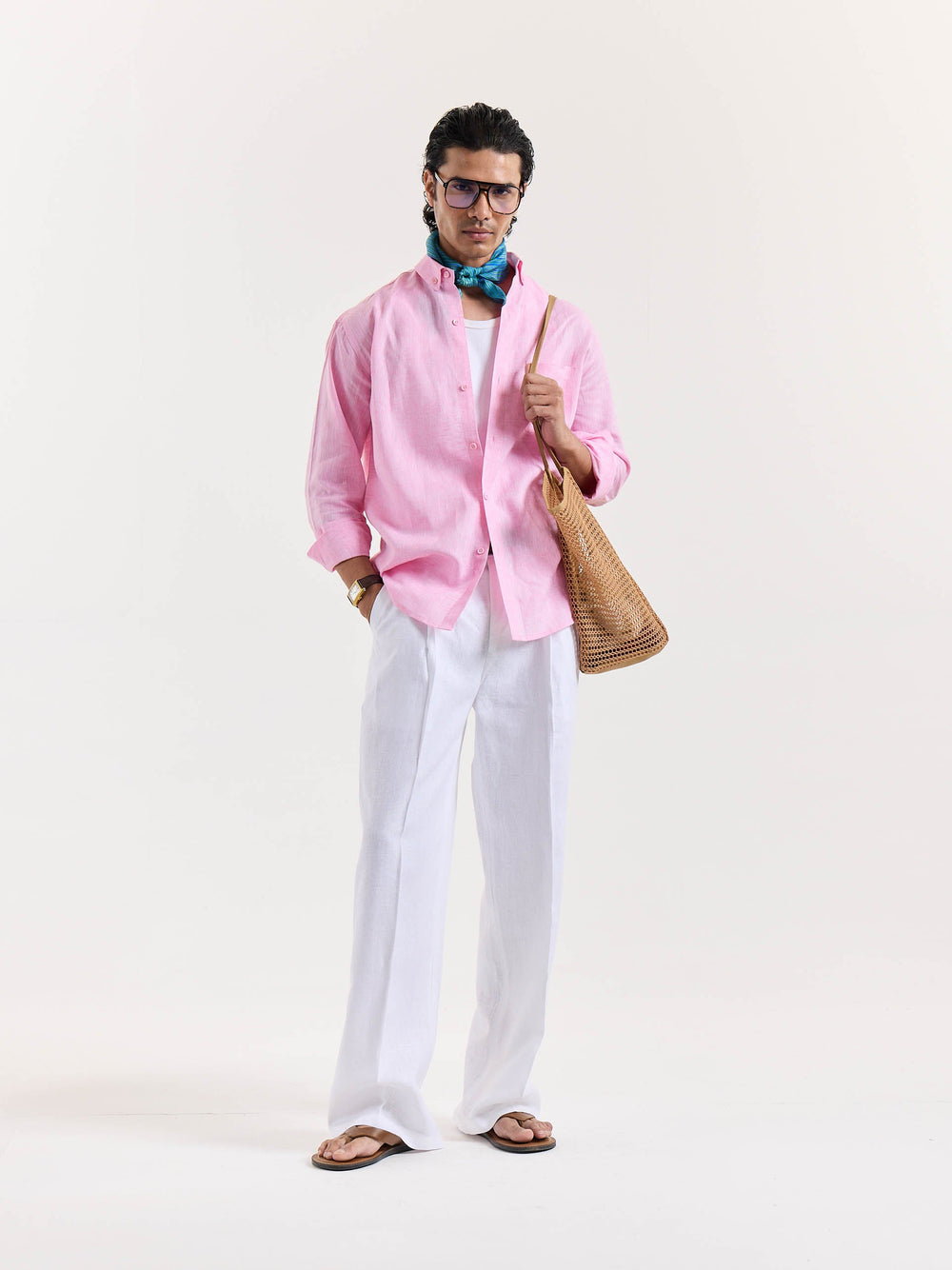 Pink Chambray Linen Shirt
