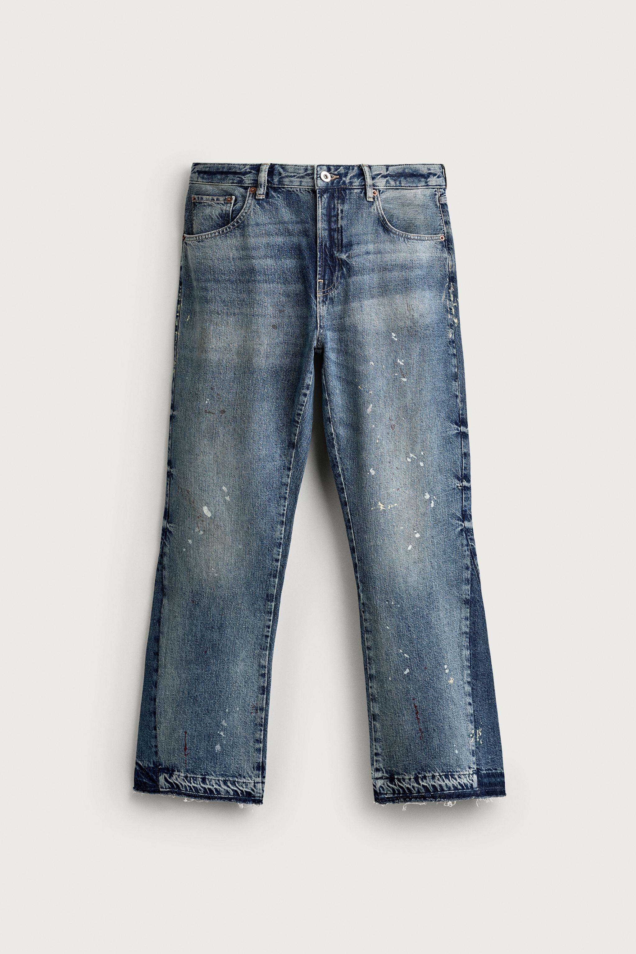 Splatter-Effect Flare Fit Jeans