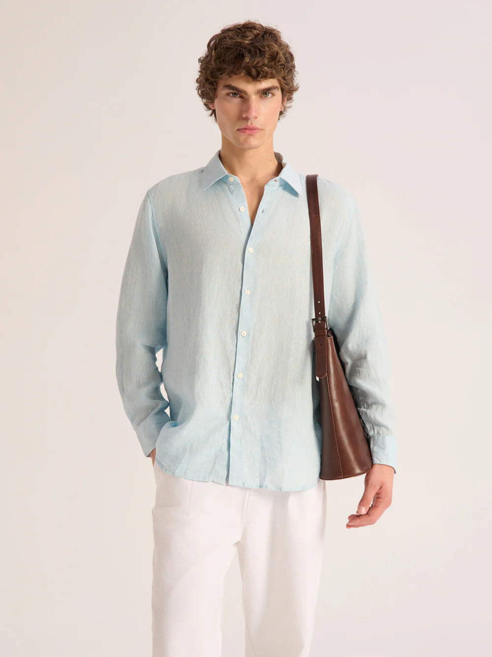 Relaxed fit Linen blue shirt