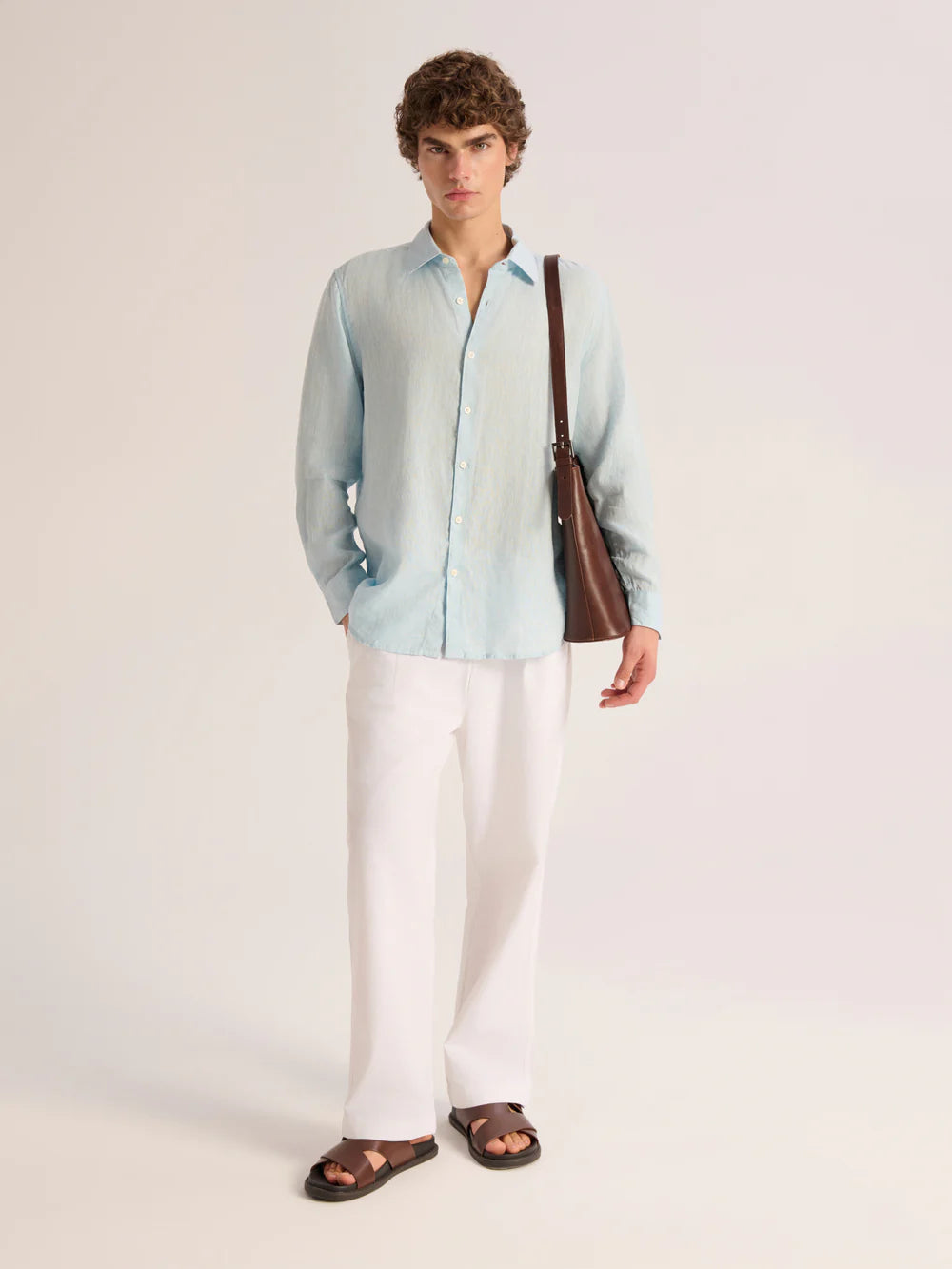 Relaxed fit Linen blue shirt