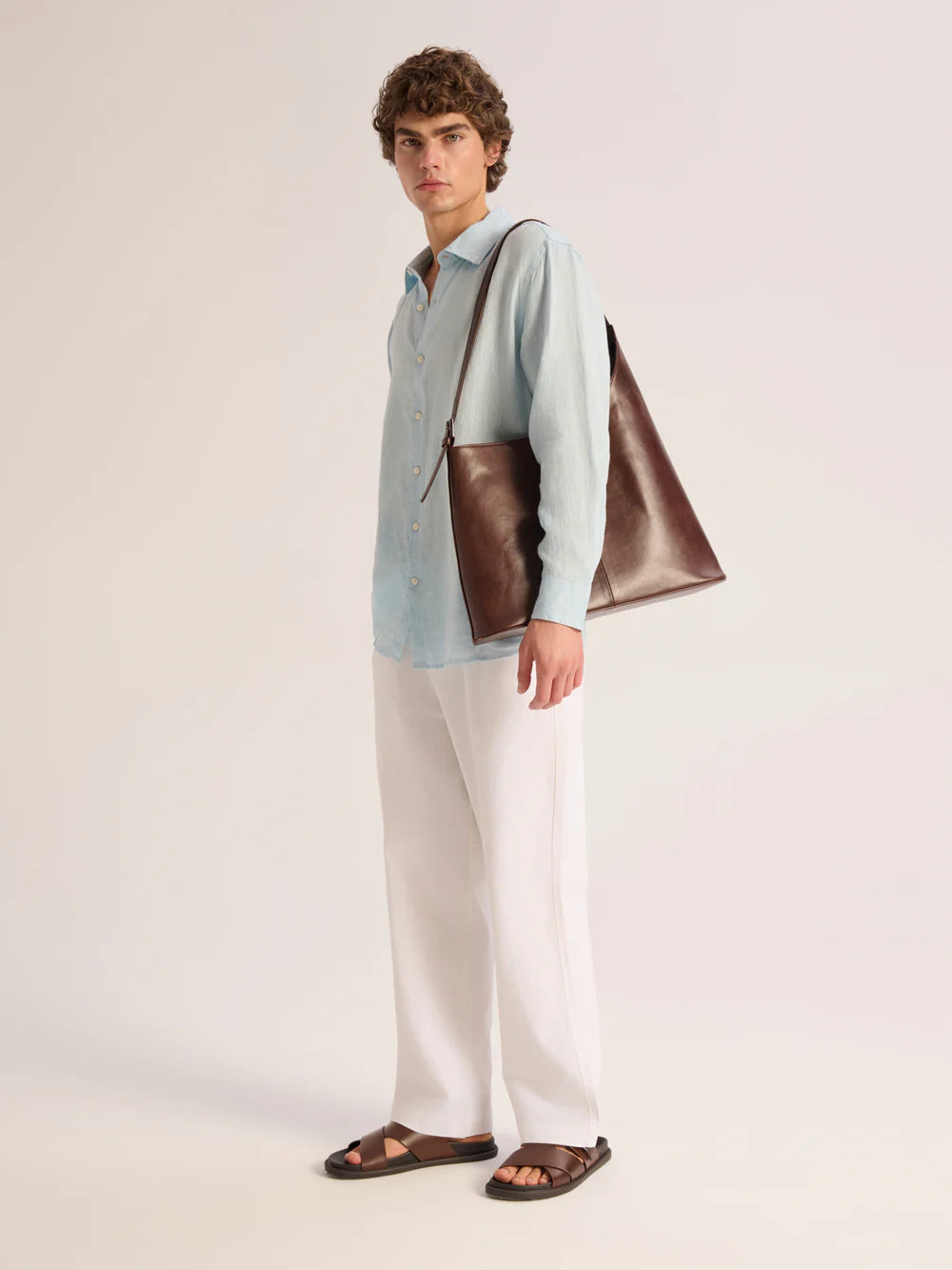 Relaxed fit Linen blue shirt