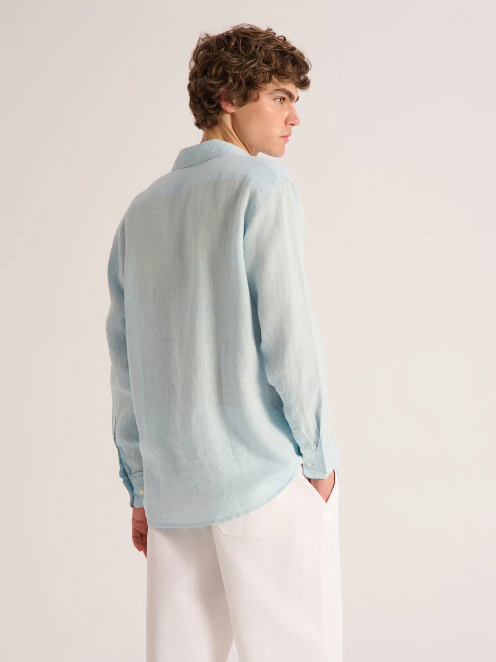 Relaxed fit Linen blue shirt