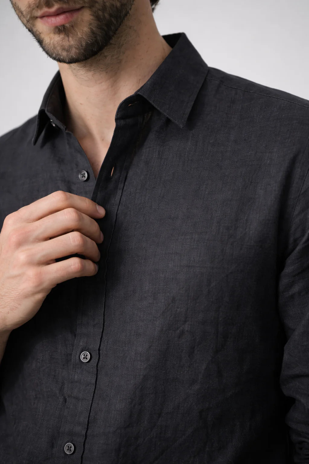100% Pure Linen Black Shirt