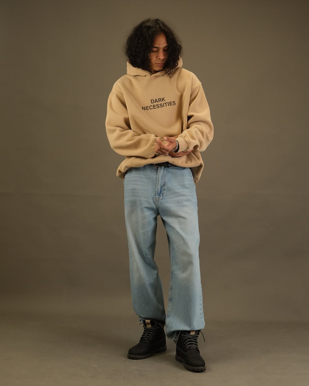 Hoodie Dark Necessities beige grunge 400g